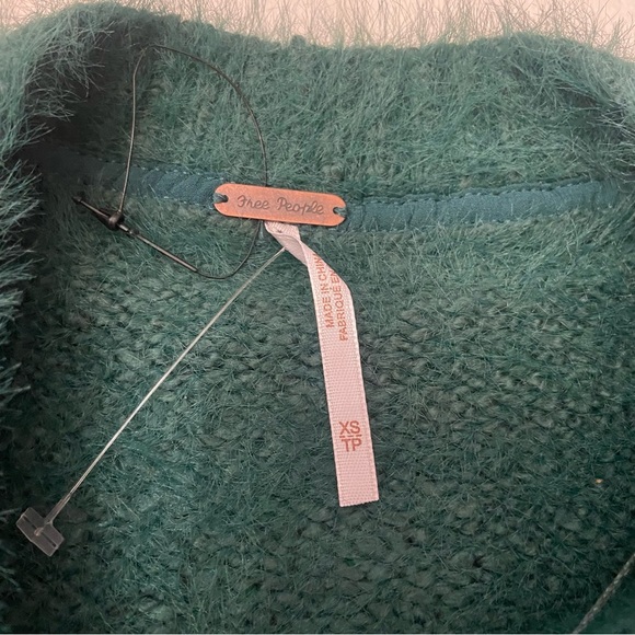 New! Free People Green Celeste Fuzzy Cardigan Size XS 2475 - Picture 8 of 14
